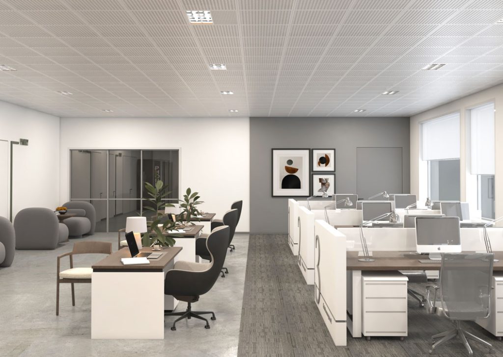 Modern interior design of a coworking space in Norway