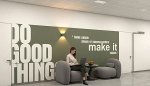 Modern interior design of a coworking space in Norway