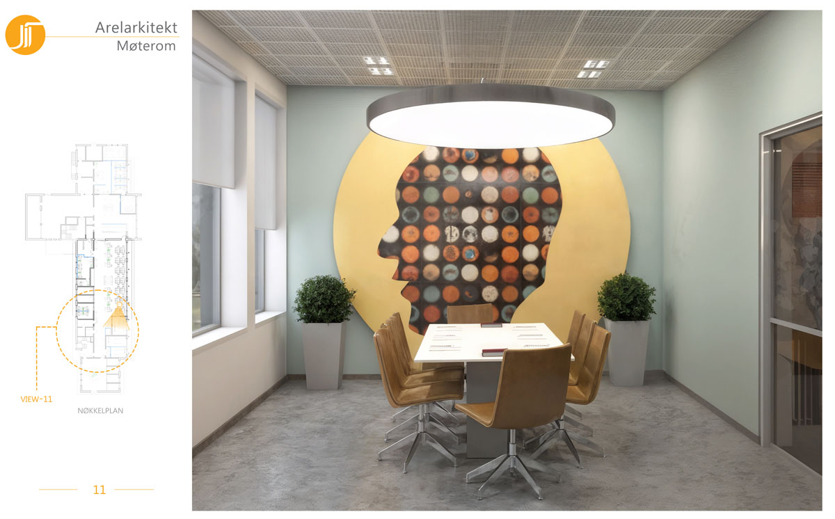 Modern interior design of a coworking space in Norway