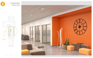 Modern interior design of a coworking space in Norway
