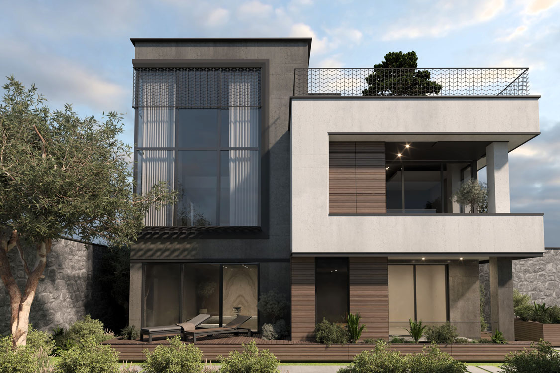 Modern villa facade design